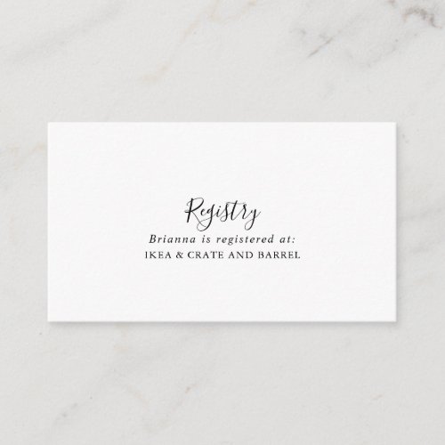 Simple Minimalist Wedding Gift Registry Enclosure Card