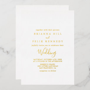 Simple Minimalist Wedding Gold Foil Invitation