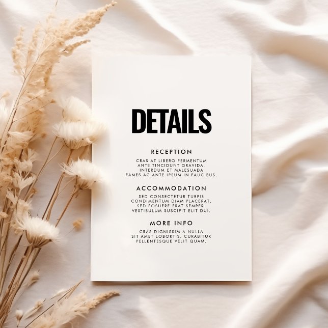 Simple minimalist wedding guest information enclosure card (Creator Uploaded)