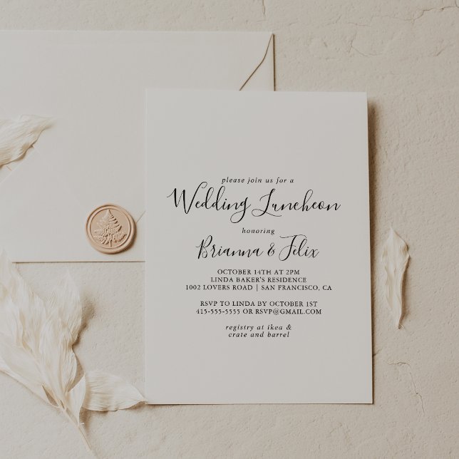 Simple Minimalist Wedding Luncheon Bridal Shower Invitation (Creator Uploaded)