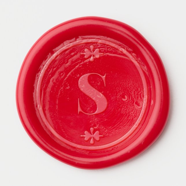 Simple Minimalist Wedding Monogram Initial Red  Wax Seal Sticker (Front)