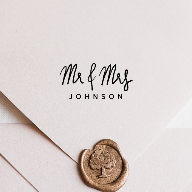 Simple Minimalist Wedding Mr and Mrs Rubber Stamp (Creator Uploaded)