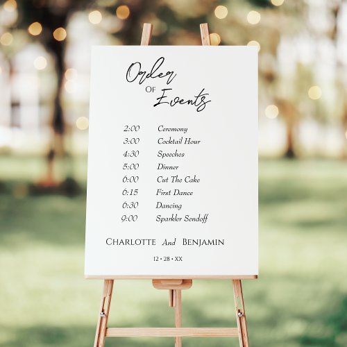 Simple Minimalist Wedding Order Of Events Sign