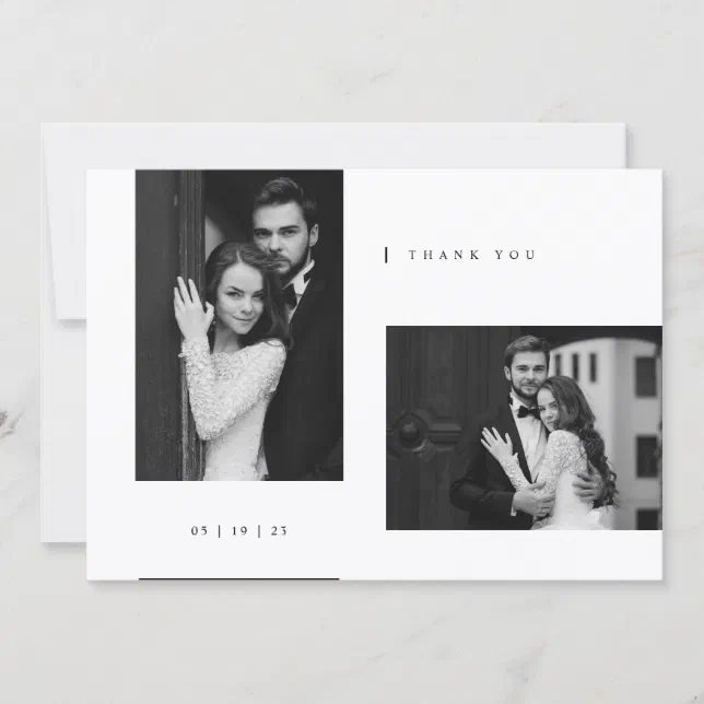 Simple Minimalist Wedding Photo Thank You Card | Zazzle