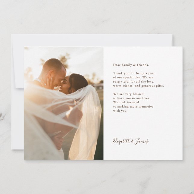 Simple Minimalist Wedding Photo Thank You Card (Back)