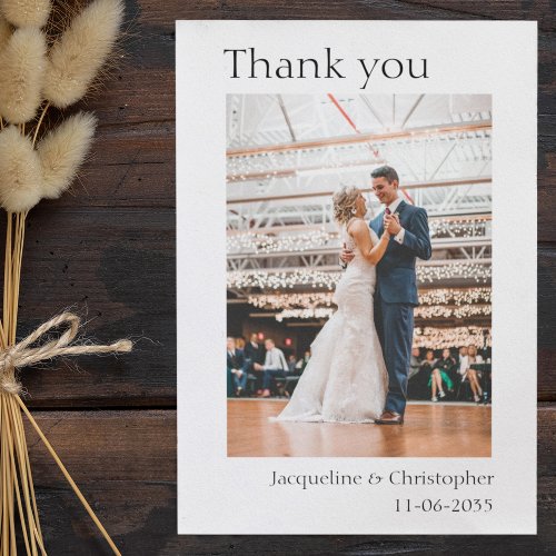 Simple Minimalist Wedding Photo Thank You Card