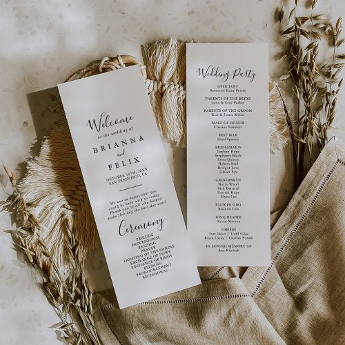 Simple Minimalist Wedding Program