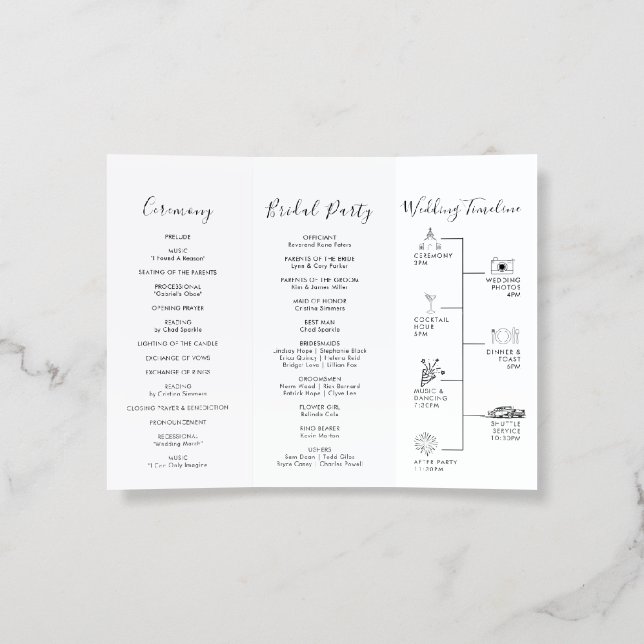 Simple Minimalist Wedding Program  Brochure (Inside)