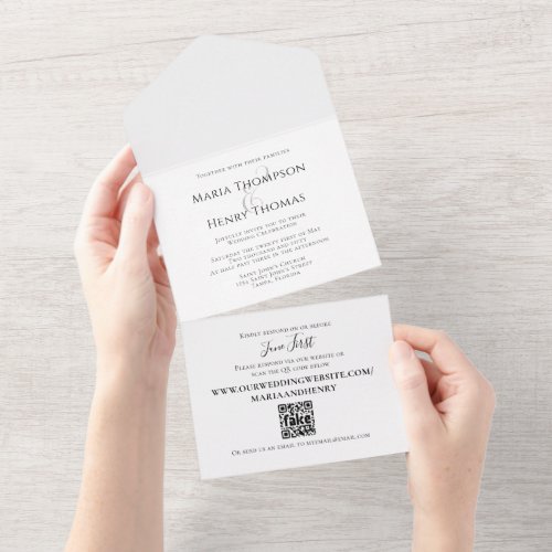 Simple Minimalist Wedding QR Code RSVP Website All In One Invitation