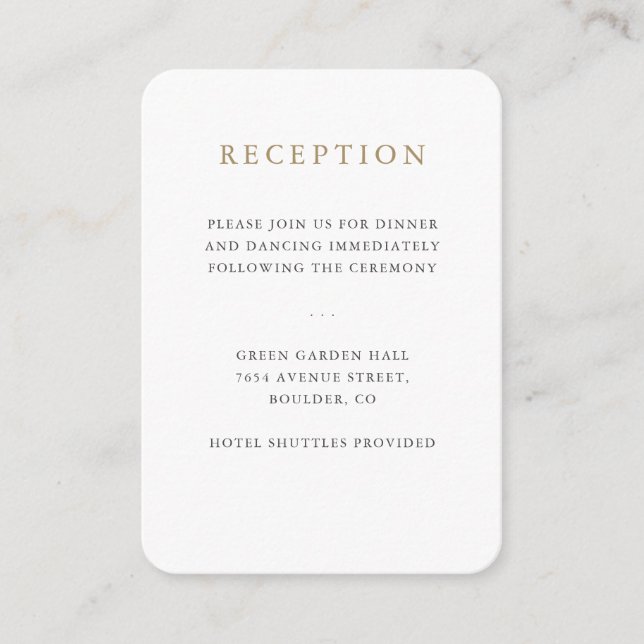 Simple Minimalist Wedding Reception Card (Front)
