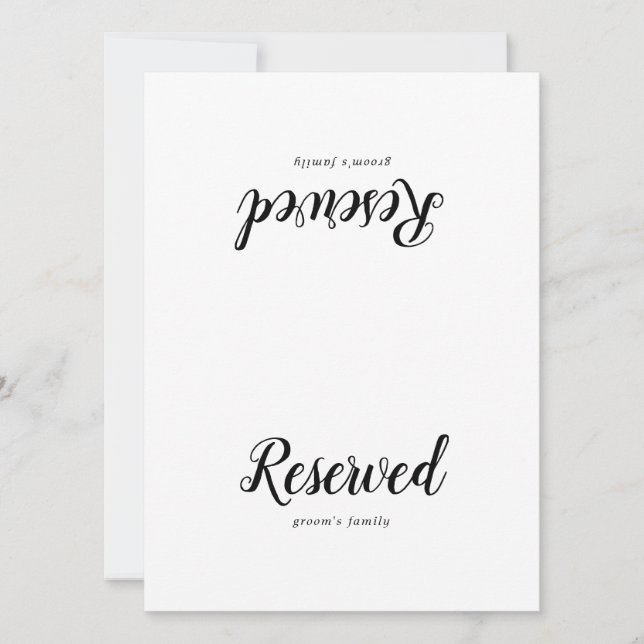 Simple Minimalist Wedding Reserved Sign (Front)