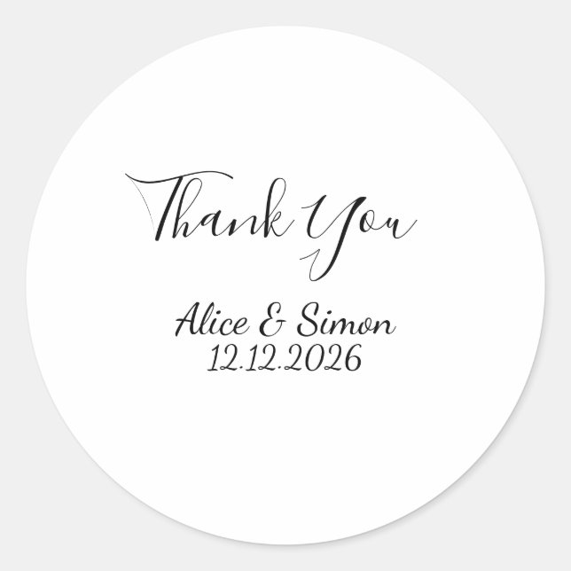 Simple Minimalist Wedding Round Sticker (Front)