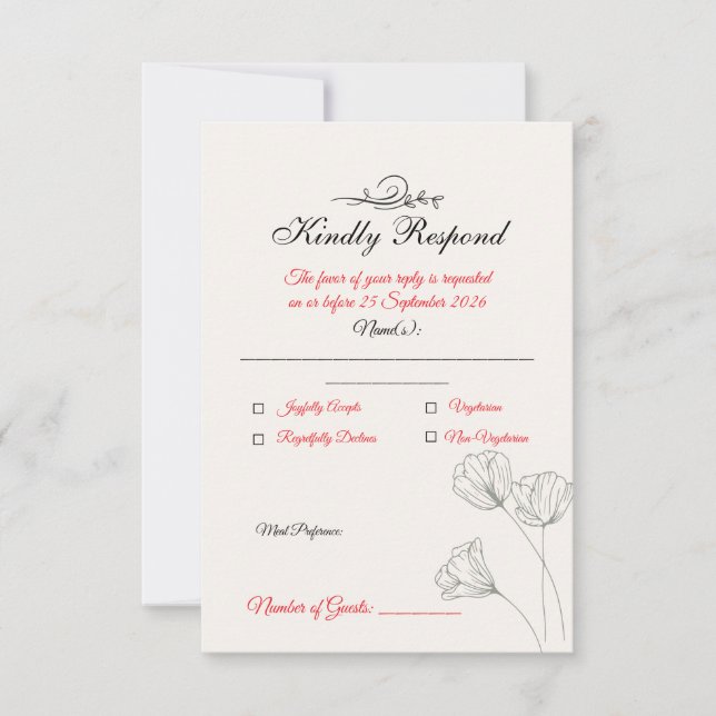 Simple Minimalist Wedding RSVP Card (Front)