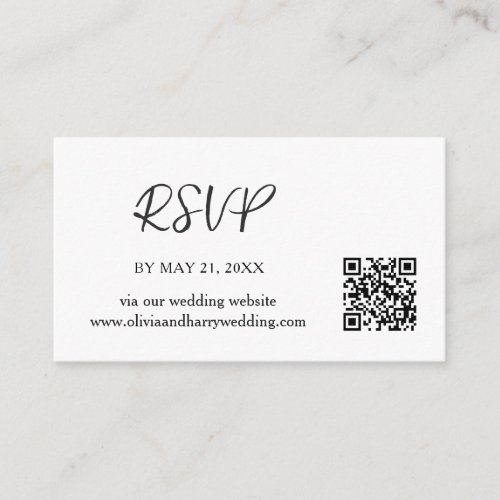Simple Minimalist Wedding RSVP Card  QR Code 
