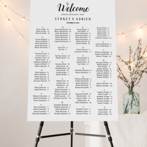 Simple Minimalist Wedding Seating Chart  Foam Board