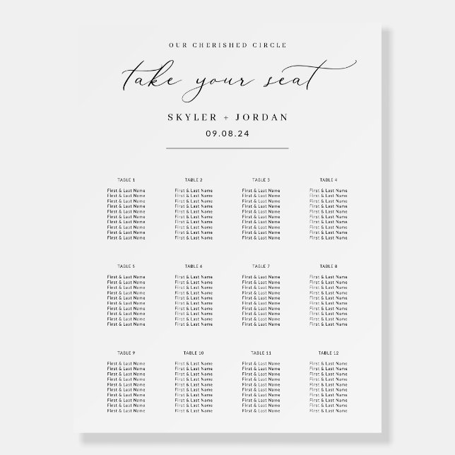 Simple Minimalist Wedding Seating Chart Sign (Front)