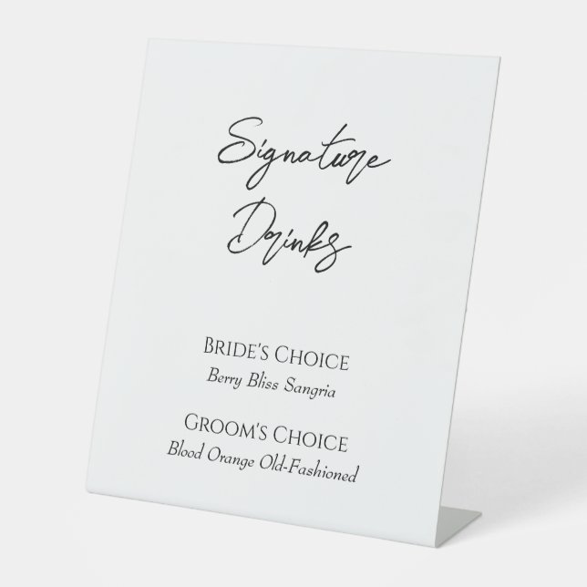 Simple Minimalist Wedding Signature Drinks Sign  (Front)