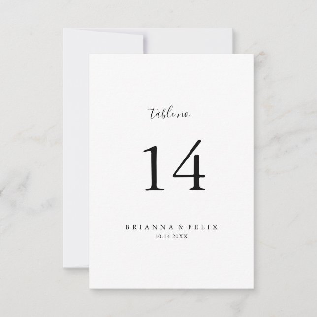 Simple Minimalist Wedding Table Number (Front)