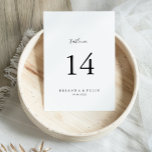 Simple Minimalist Wedding Table Number<br><div class="desc">This simple minimalist wedding table number is perfect for a modern wedding. The simple and elegant design features classic and fancy script typography in black and white. 

This is a double sided table number. Add each table number you need to your cart individually.</div>