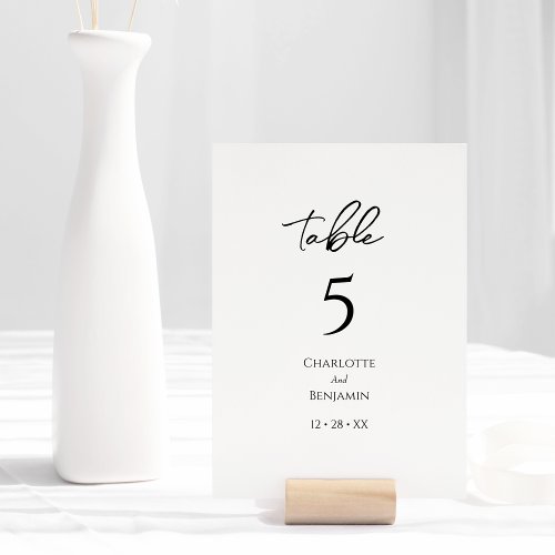 Simple Minimalist Wedding Table Number Card