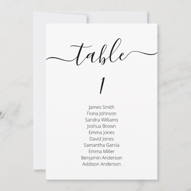 Simple Minimalist Wedding Table Seating Card (Front)