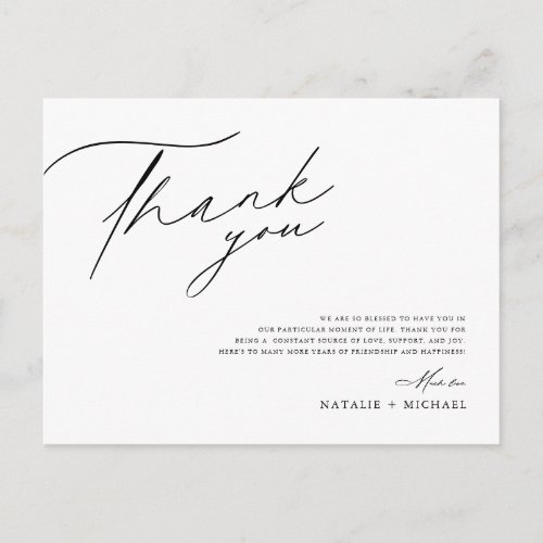 Simple Minimalist Wedding Table Thank You Card