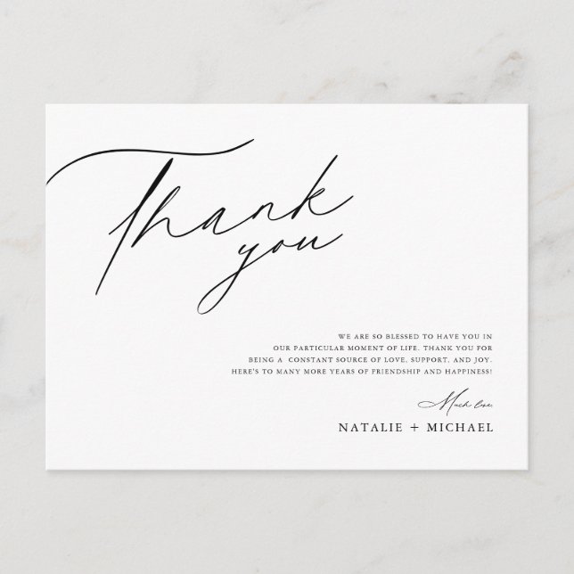 Simple Minimalist Wedding Table Thank You Card (Front)