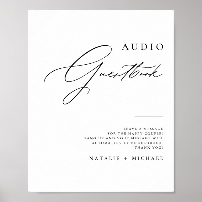 Simple Minimalist Wedding Telephone Guestbook Sign (Front)