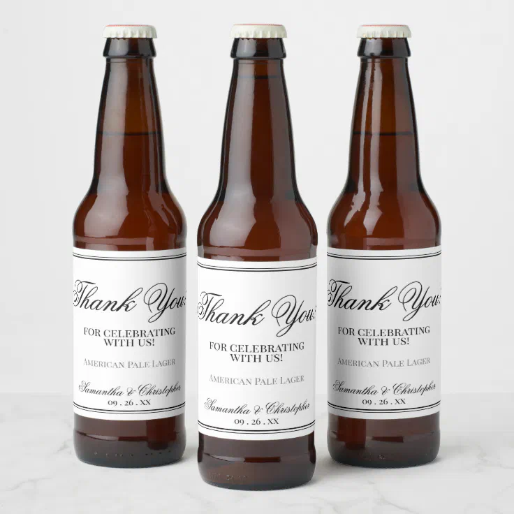 Simple Minimalist Wedding Thank You Black & White Beer ...