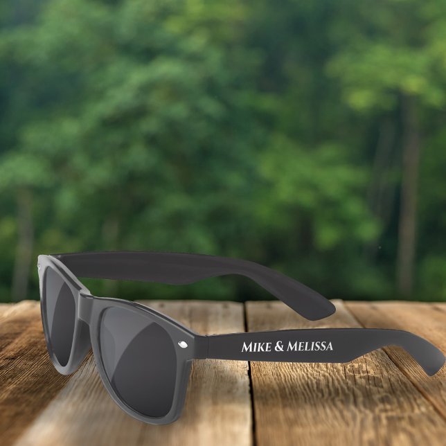 Simple Minimalist Wedding Typography Minimal  Sunglasses (Great for birthdays, Anniversaries or any event. )