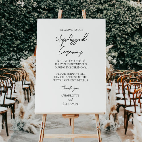 Simple Minimalist Wedding Unplugged Ceremony Sign