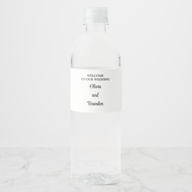 Simple Minimalist Wedding Water Bottle Label (Front)
