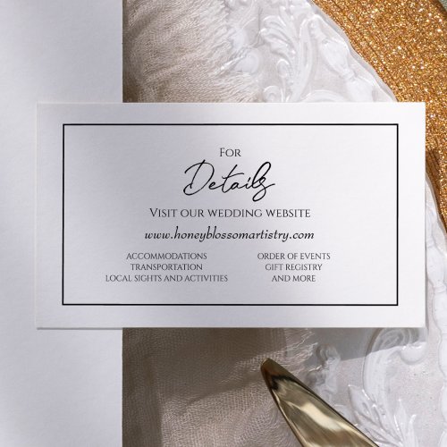 Simple Minimalist Wedding Website Details Enclosure Card