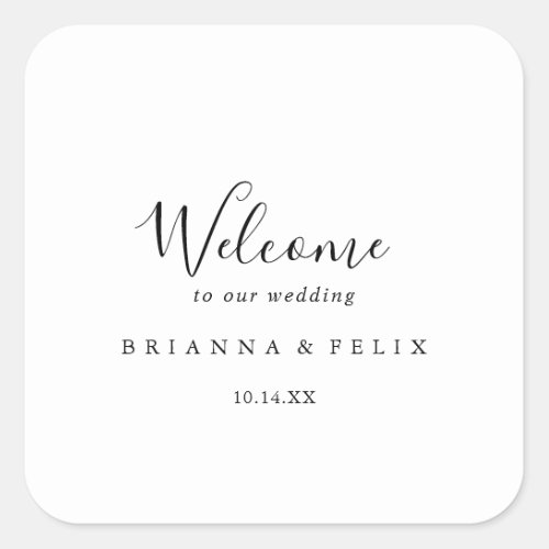 Simple Minimalist Wedding Welcome Square Sticker