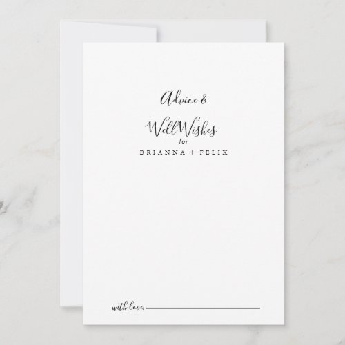 Simple Minimalist Wedding Well Wishes Advice Card