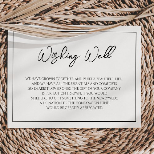 Simple Minimalist Wedding Wishing Well Enclosure Card