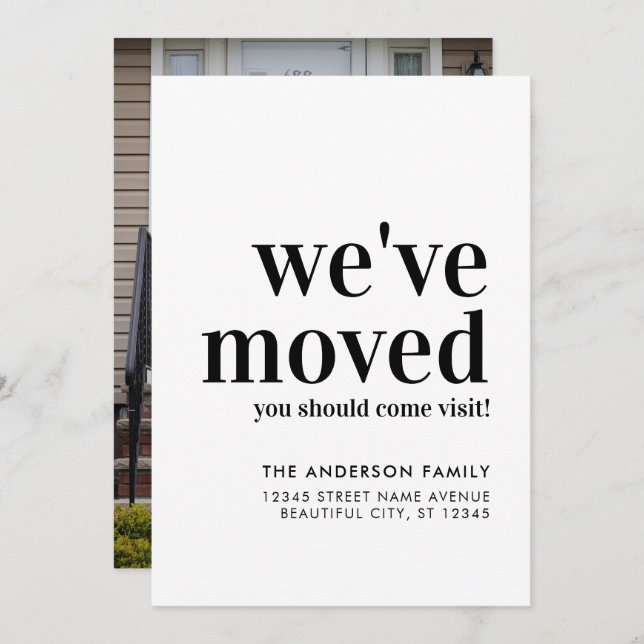 Simple Minimalist We've Moved Modern Photo Moving Announcement (Front/Back)