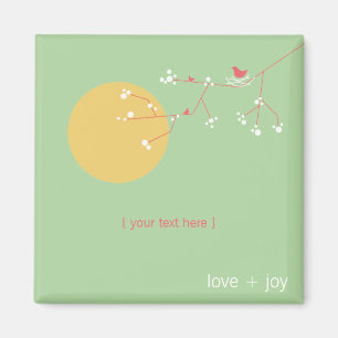 Simple Minimalist Whimsical Nesting Birds & Family Magnet