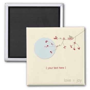 Simple Minimalist Whimsical Nesting Birds & Family Magnet by fatfatin_box at Zazzle