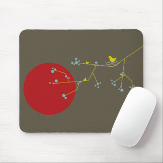 Simple Minimalist Whimsical Nesting Birds & Family Mouse Pad