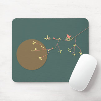 Simple Minimalist Whimsical Nesting Birds & Family Mouse Pad