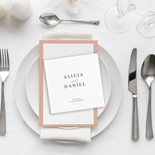Simple minimalist white black elegant wedding napkins