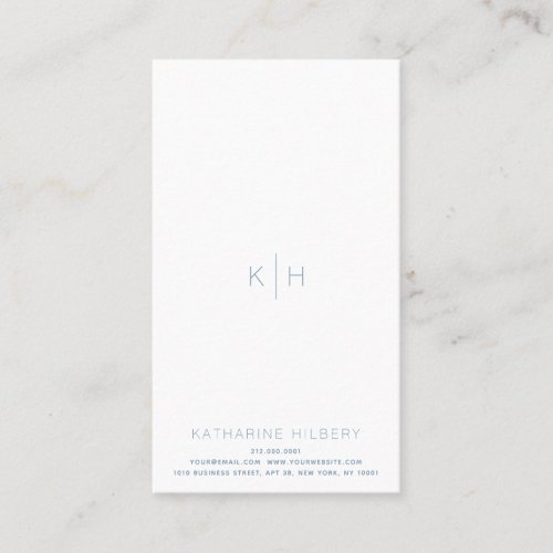 Simple Minimalist White Blue Gray Business Card