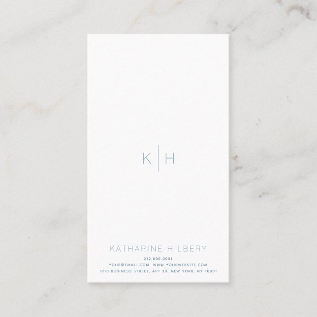 Simple Minimalist White Blue Gray Business Card (Front)