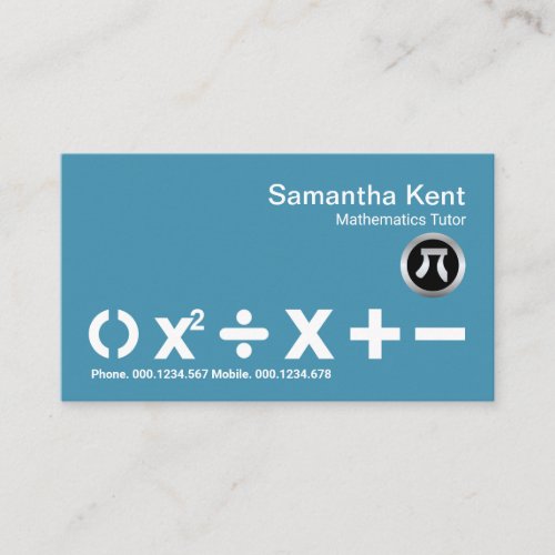 Simple Minimalist White BODMAS Math Symbols Tutor Business Card