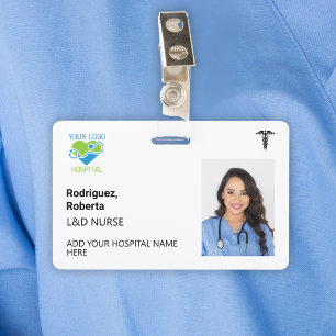 Simple Minimalist White Custom Hospital Employee Badge