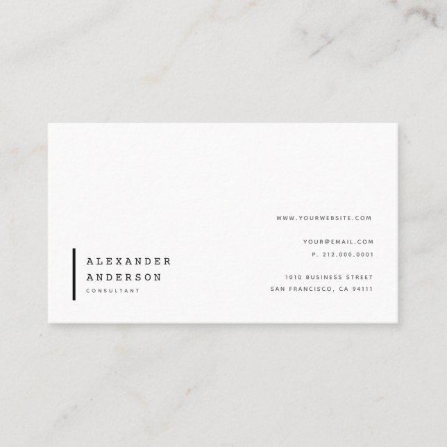 Simple Minimalist White Professional Business Card (Front)