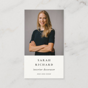 Simple Minimalist White Professional Custom Photo Business Card