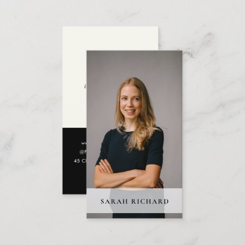 Simple Minimalist White Professional Custom Photo Business Card