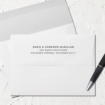 Simple Minimalist White Return Address Envelope by kimberlybrett at Zazzle